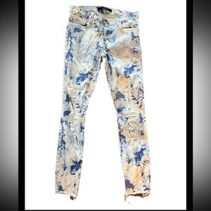 J Brand Denim Jeans Size 27 Women Blue Tie Dye Skinny Crop (0453)